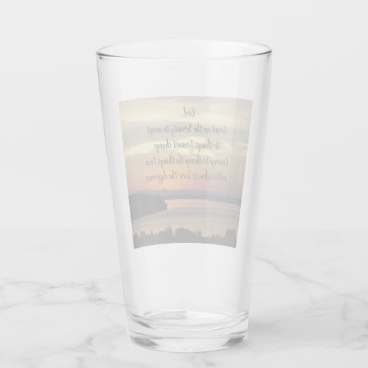Serenity Prayer Orange Seascape Sunset Glas (Rückseite)
