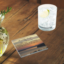 Serenity Prayer Orange Seascape Sunset Glasuntersetzer