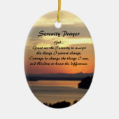 Serenity Prayer Orange Seascape Sunset Keramik Ornament (Vorne)