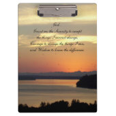 Serenity Prayer Orange Seascape Sunset Klemmbrett (Vorderseite)