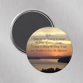 Serenity Prayer Orange Seascape Sunset Magnet