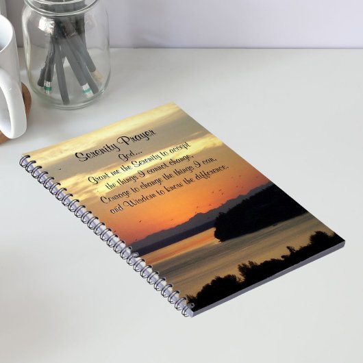 Serenity Prayer Orange Seascape Sunset Notizblock