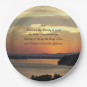 Serenity Prayer Orange Seascape Sunset Pappteller (Vorderseite)
