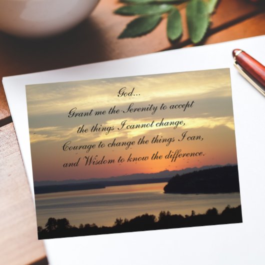 Serenity Prayer Orange Seascape Sunset Postkarte