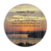 Serenity Prayer Orange Seascape Sunset Schneidebrett (Vorderseite)