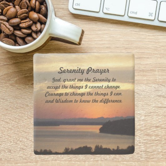 Serenity Prayer Orange Seascape Sunset Steinuntersetzer