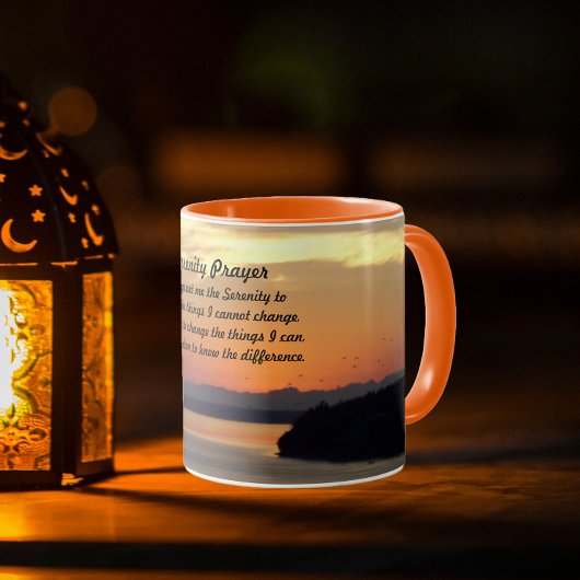 Serenity Prayer Orange Seascape Sunset Tasse