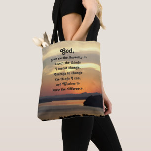 Serenity Prayer Orange Seelandschaft Sonnenunterga Tasche