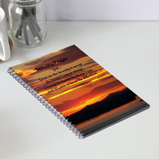 Serenity Prayer Orange Sunset Photo Notebook Notizblock