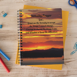 Serenity Prayer Orange Sunset Photo Notebook Notizblock