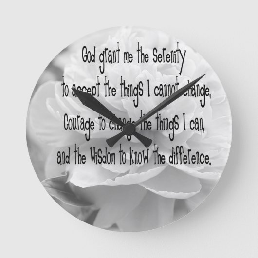 Serenity Prayer Peony Runde Wanduhr (Vorderseite)