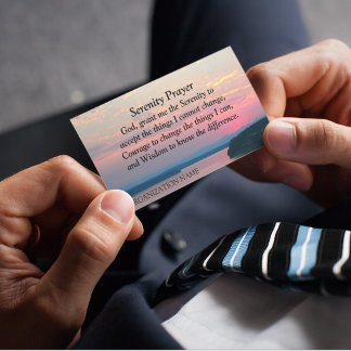 Serenity Prayer Pink Seascape Sunset Business Card Magnetkarte