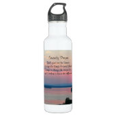 Serenity Prayer Pink Seascape Sunset Edelstahlflasche (Vorderseite)