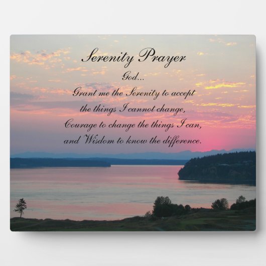 Serenity Prayer Pink Seascape Sunset Foto Fotoplatte (Vorderseite)