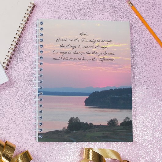 Serenity Prayer Pink Seascape Sunset Foto Notizblock
