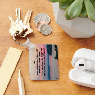 Serenity Prayer Pink Seascape Sunset Foto Schlüsselanhänger