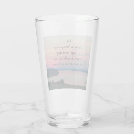 Serenity Prayer Pink Seascape Sunset Glas (Rückseite)
