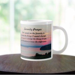 Serenity Prayer Pink Seascape Sunset Jumbo-Tasse