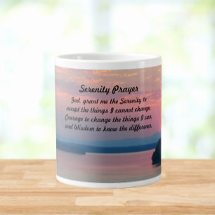 Serenity Prayer Pink Seascape Sunset Jumbo-Tasse