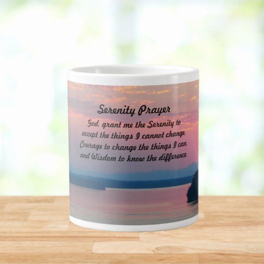Serenity Prayer Pink Seascape Sunset Jumbo-Tasse
