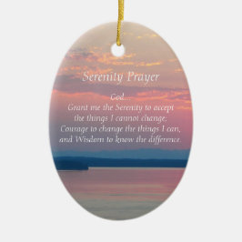 Serenity Prayer Pink Seascape Sunset Keramikornament