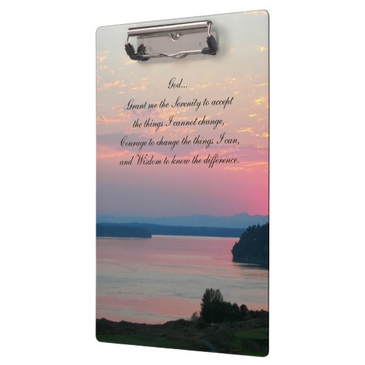 Serenity Prayer Pink Seascape Sunset Klemmbrett (Links)