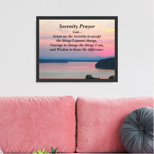 Serenity Prayer Pink Seascape Sunset Leinwanddruck