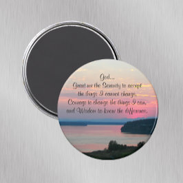 Serenity Prayer Pink Seascape Sunset Magnet