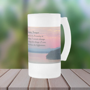 Serenity Prayer Pink Seascape Sunset Mattglas Bierglas