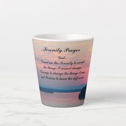 Serenity Prayer Pink Seascape Sunset Milchtasse (Vorderseite)