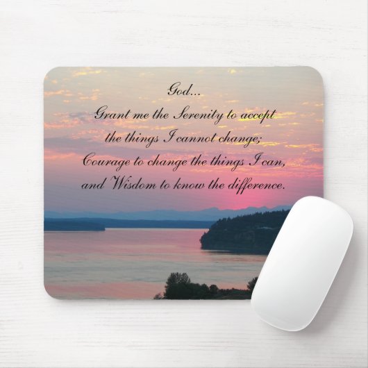 Serenity Prayer Pink Seascape Sunset Mousepad (Mit Mouse)
