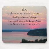 Serenity Prayer Pink Seascape Sunset Mousepad (Vorne)