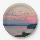 Serenity Prayer Pink Seascape Sunset Pappteller (Vorderseite)