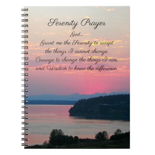 Serenity Prayer Pink Seascape Sunset Photo Notizblock (Vorderseite)