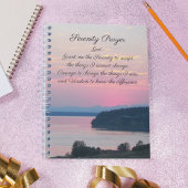 Serenity Prayer Pink Seascape Sunset Photo Notizblock
