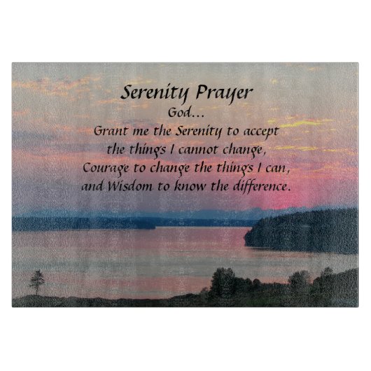 Serenity Prayer Pink Seascape Sunset Schneidebrett (Vorderseite)