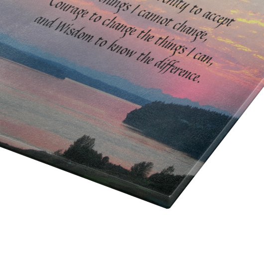 Serenity Prayer Pink Seascape Sunset Schneidebrett (Ecke)