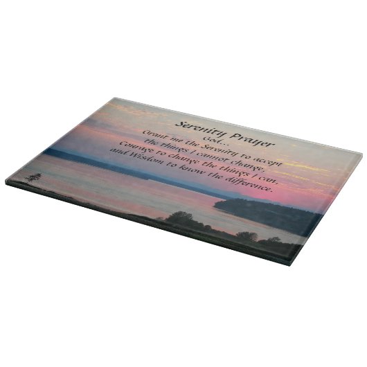 Serenity Prayer Pink Seascape Sunset Schneidebrett (Ecke)