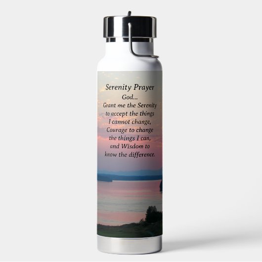 Serenity Prayer Pink Seascape Sunset Trinkflasche (Links)