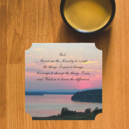 Serenity Prayer Pink Seascape Sunset Untersetzer