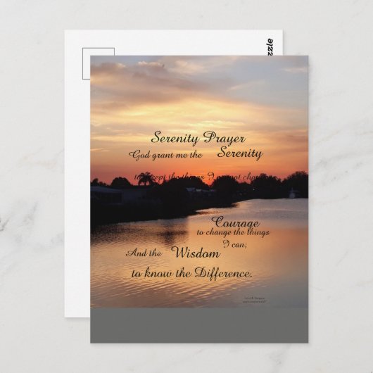 SERENITY PRAYER POSTCARD POSTKARTE (Vorne/Hinten)