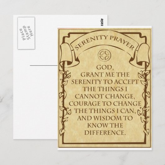 SERENITY PRAYER POSTKARTE (Vorne/Hinten)