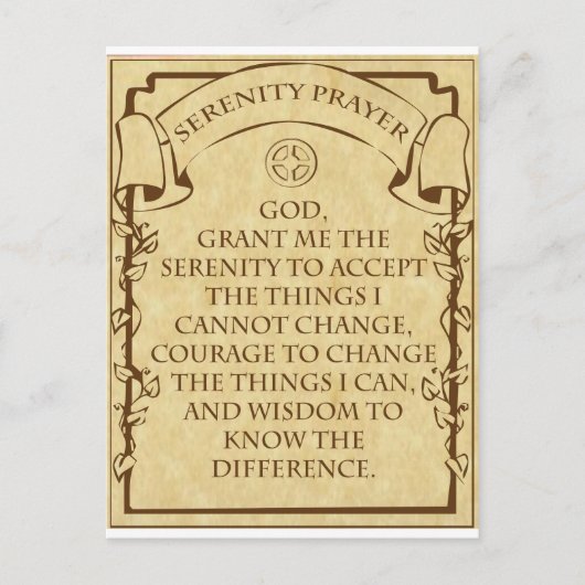 SERENITY PRAYER POSTKARTE (Vorderseite)