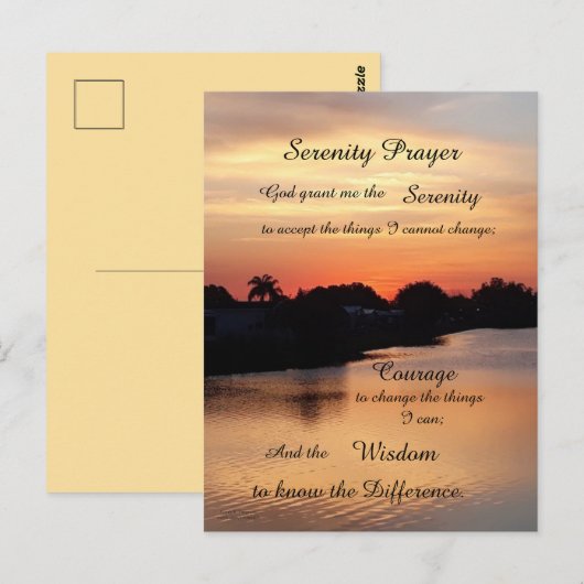 SERENITY PRAYER POSTKARTE (Vorne/Hinten)