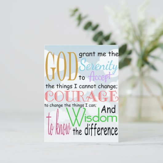 Serenity Prayer Postkarte (Stehend Vorderseite)