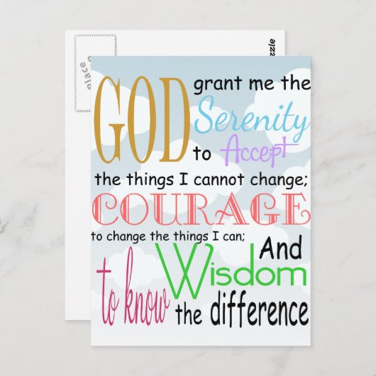 Serenity Prayer Postkarte (Vorne/Hinten)