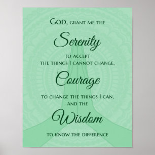 Serenity Prayer Print - Shades of Green Poster