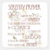 Serenity Prayer Quadratischer Aufkleber (Vorderseite)
