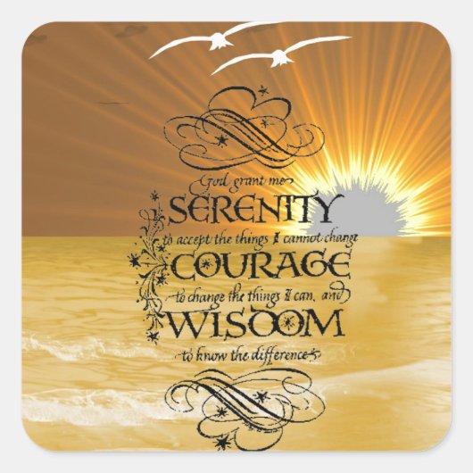 Serenity Prayer Quadratischer Aufkleber (Vorderseite)