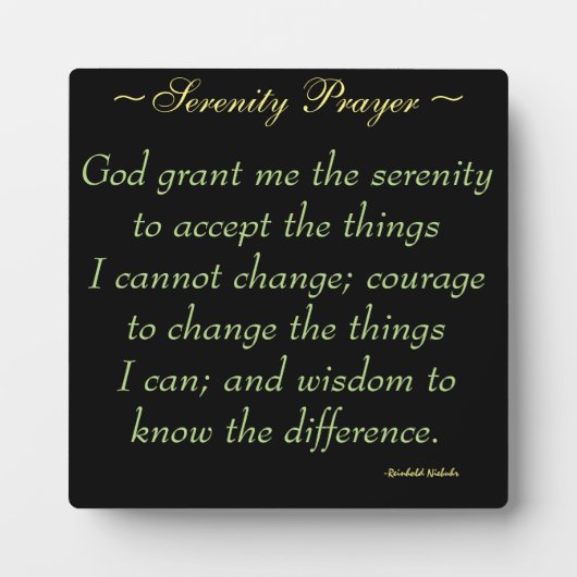 Serenity Prayer Quote Plaque Fotoplatte (Vorderseite)